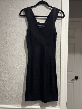 French Connection Black Bandage Dress Sleeveless Bodycon Knee Length size 4